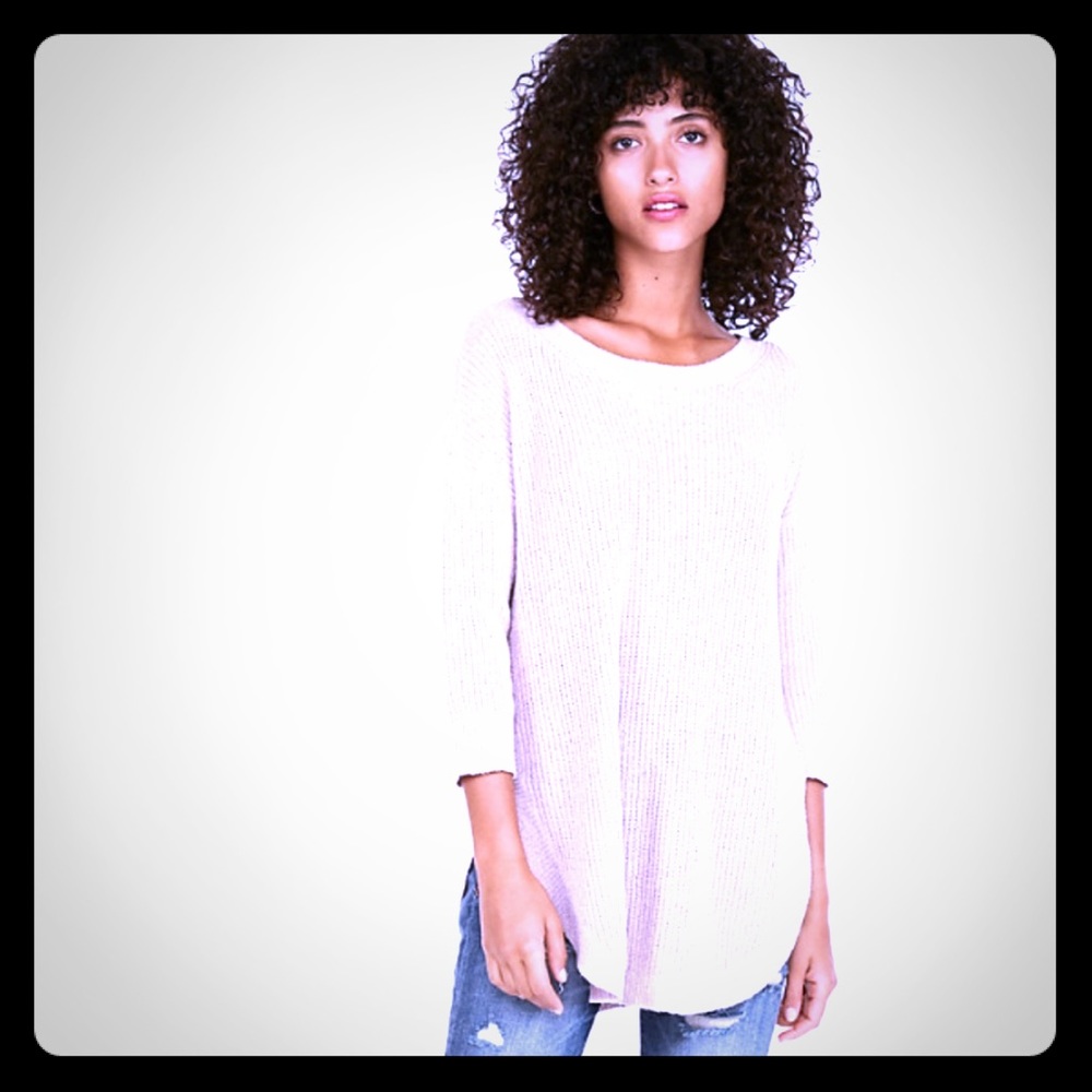 Express Circle Hem Tunic Sweater-Pale Pink